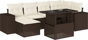 vidaXL vidaXL 7-cz. zestaw wypoczynkowy do ogrodu, z poduszkami, brązowy 2