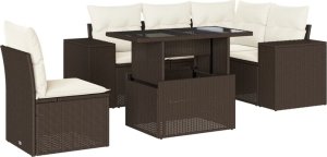 vidaXL vidaXL 6-cz. zestaw wypoczynkowy do ogrodu, z poduszkami, brązowy 2