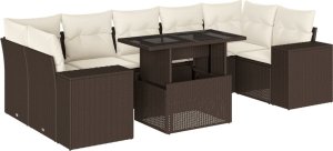 vidaXL vidaXL 8-cz. zestaw wypoczynkowy do ogrodu, z poduszkami, brązowy 2