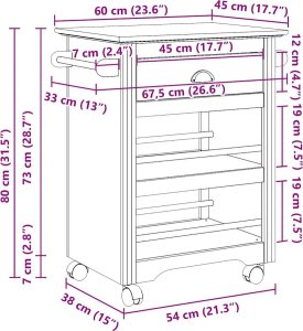 vidaXL vidaXL Wózek kuchenny, BODO, biała, 67,5x45x80 cm 9