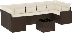 vidaXL 8-cz. zestaw wypoczynkowy do ogrodu, z poduszkami, brązowy 2