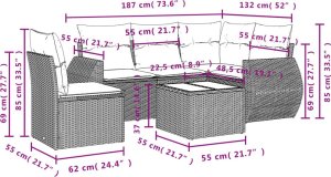 vidaXL 6-cz. zestaw wypoczynkowy do ogrodu, z poduszkami, brązowy 3
