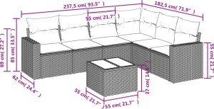 vidaXL 7-cz. zestaw wypoczynkowy do ogrodu, z poduszkami, brązowy 3
