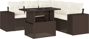 vidaXL vidaXL 6-cz. zestaw wypoczynkowy do ogrodu, z poduszkami, brązowy 2