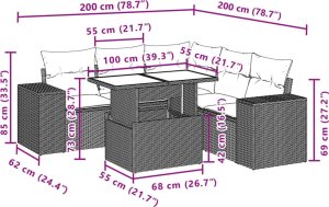 vidaXL vidaXL 6-cz. zestaw wypoczynkowy do ogrodu, z poduszkami, brązowy 10