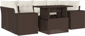 vidaXL vidaXL 7-cz. zestaw wypoczynkowy do ogrodu, z poduszkami, brązowy 2