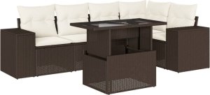 vidaXL vidaXL 6-cz. zestaw wypoczynkowy do ogrodu, z poduszkami, brązowy 2
