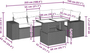 vidaXL vidaXL 6-cz. zestaw wypoczynkowy do ogrodu, z poduszkami, brązowy 10