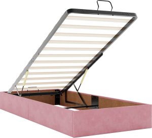 vidaXL vidaXL Rama łóżka otomana bez materaca, różowa, 90x200 cm, aksamit 8