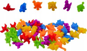 LeanToys Zestaw Sorter Edukacyjny Nauka Kolorów Liczenia Dinozaury 48 El 2