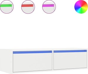 vidaXL vidaXL Szafka pod TV z oświetleniem LED, biała, 100x35,5x25 cm 2