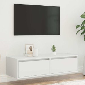vidaXL vidaXL Szafka pod TV z oświetleniem LED, biała, 100x35,5x25 cm 4