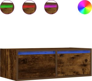 vidaXL Szafka pod TV z LED, przydymiony dąb, 75x35,5x25 cm 2