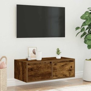 vidaXL Szafka pod TV z LED, przydymiony dąb, 75x35,5x25 cm 4