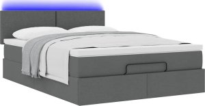 vidaXL vidaXL Łóżko otomana z materacem, ciemnoszare, 140x200 cm, tkanina 3