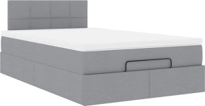 vidaXL vidaXL Łóżko otomana z materacem, jasnoszare, 120x200 cm, tkanina 5