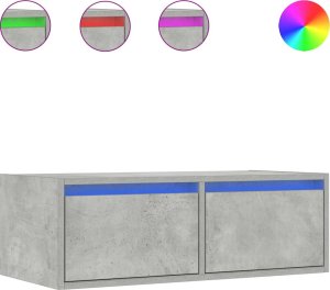 vidaXL vidaXL Szafka pod TV z oświetleniem LED, szarość betonu, 75x35,5x25 cm 2