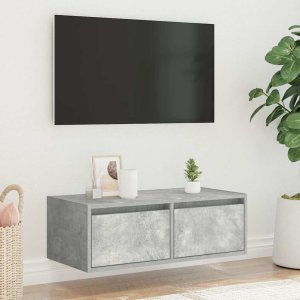 vidaXL vidaXL Szafka pod TV z oświetleniem LED, szarość betonu, 75x35,5x25 cm 4