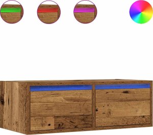 vidaXL vidaXL Szafka pod TV z oświetleniem LED, stare drewno, 75x35,5x25 cm 2
