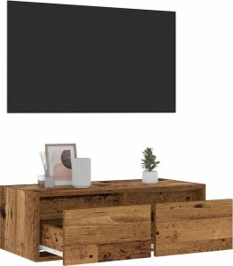 vidaXL vidaXL Szafka pod TV z oświetleniem LED, stare drewno, 75x35,5x25 cm 5