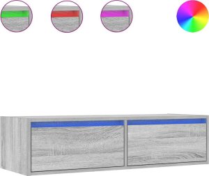 vidaXL vidaXL Szafka pod TV z LED, szary dąb sonoma, 100x35,5x25 cm 2