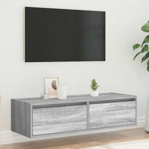 vidaXL vidaXL Szafka pod TV z LED, szary dąb sonoma, 100x35,5x25 cm 4