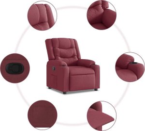 vidaXL vidaXL Fotel rozkładany, winna czerwień, obity tkaniną 7