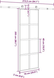 vidaXL vidaXL Drzwi przesuwne z zestawem okuć Szkło hartowane i aluminium 8