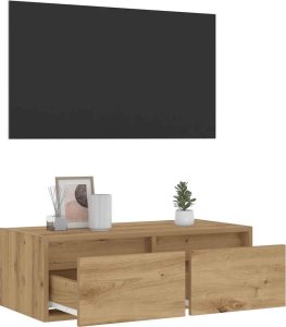 vidaXL vidaXL Szafka pod TV z oświetleniem LED, dąb artisan, 75x35,5x25 cm 5