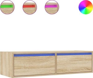 vidaXL vidaXL Szafka pod TV z oświetleniem LED, dąb sonoma, 100x35,5x25 cm 2