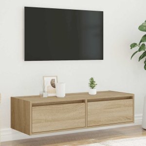 vidaXL vidaXL Szafka pod TV z oświetleniem LED, dąb sonoma, 100x35,5x25 cm 4