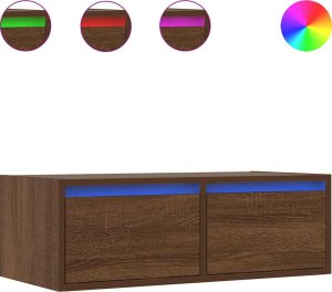 vidaXL vidaXL Szafka pod TV z oświetleniem LED, brązowy dąb, 75x35,5x25 cm 2