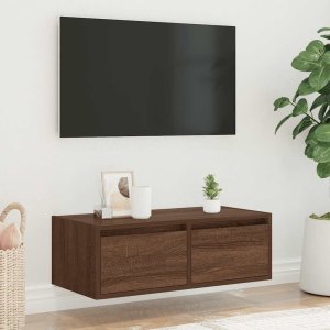 vidaXL vidaXL Szafka pod TV z oświetleniem LED, brązowy dąb, 75x35,5x25 cm 4