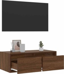 vidaXL vidaXL Szafka pod TV z oświetleniem LED, brązowy dąb, 75x35,5x25 cm 5