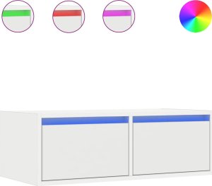 vidaXL Szafka pod TV z oświetleniem LED, biała, 75x35,5x25 cm 2