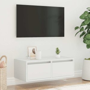 vidaXL Szafka pod TV z oświetleniem LED, biała, 75x35,5x25 cm 4