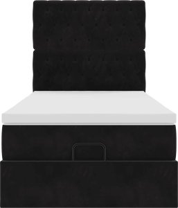 vidaXL vidaXL Rama łóżka otomana z materacami, czarna, 90x200 cm, aksamit 5