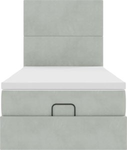 vidaXL vidaXL Rama łóżka otomana z materacami, szara, 100x200 cm, aksamit 5