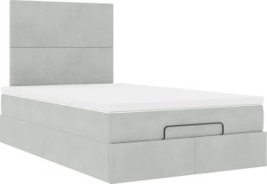 vidaXL vidaXL Rama łóżka otomana z materacami, szara, 120x200 cm, aksamit 4