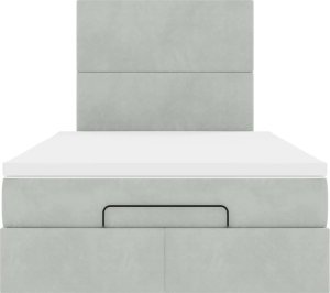 vidaXL vidaXL Rama łóżka otomana z materacami, szara, 120x200 cm, aksamit 5