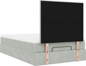 vidaXL vidaXL Rama łóżka otomana z materacami, szara, 120x200 cm, aksamit 7