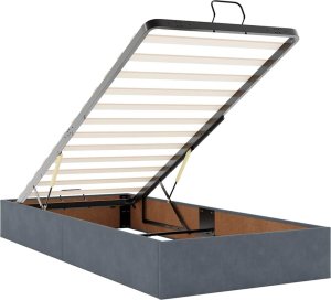 vidaXL vidaXL Rama łóżka otomana z materacami, szara, 90x190 cm, aksamit 7