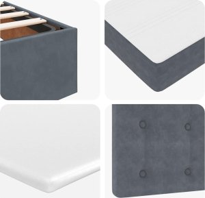 vidaXL vidaXL Rama łóżka otomana z materacami, szara, 90x190 cm, aksamit 10