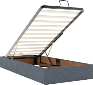 vidaXL vidaXL Rama łóżka otomana z materacami, szara, 90x200 cm, aksamit 8