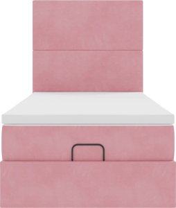 vidaXL vidaXL Rama łóżka otomana z materacami, różowa, 90x200 cm, aksamit 5