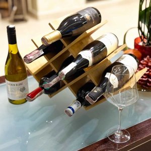 Brunbeste PÓŁKA STOJAK BAMBUSOWY NA 8 BUTEK WINA 3804 5