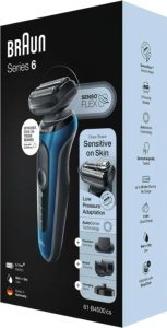 Braun Series 6 61-B4500cs - Skrobak foliowy - Przyciski - Czarny - Niebieski - LED - Sklep - Moc - Prąd zmienny/Bateria 4
