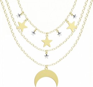 Radziszewska Jewellery Potrójny Naszyjnik Złoty Księżyc z Gwiazdkami 925 Prezent DEDYKACJA GRATIS 1
