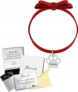 Radziszewska Jewellery BRANSOLETKA KOKARDKA ŁAPKA PSA KOTA Z GRAWEREM WSTĄŻKA SREBRO 925 ŻYCZENIA 1