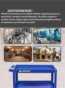 Wózek narzędziowy Forsage Wózek narzędziowy, warsztatowy z 3 półkami, na kółkach 6